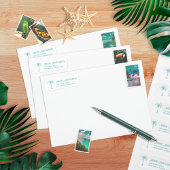 Tropisch Blauwgroen Palm Tree Retour Adreslabel Etiket