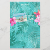 Tropisch Blauwgroen, Roze Bruiloft Snoep Bar Wrapp Flyer (Voorkant)