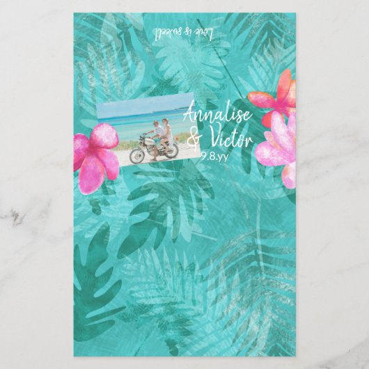 Tropisch Blauwgroen, Roze Bruiloft Snoep Bar Wrapp Flyer (Voorkant)