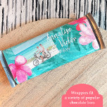 Tropisch Blauwgroen, Roze Bruiloft Snoep Bar Wrapp Flyer<br><div class="desc">Personaliseer uw eigen blauwgroen bruiloft chocolade snoep bar label of gebak pakket met een aangepast papier label. Tropisch roze, koraal plumeria bloemen label is aantrekkelijk met uw eigen formulering. Voeg een monogram van het paar toe aan de achterkant voor een finishing touch. Gebruik dit budget gepersonaliseerde wikkellabel voor andere partij...</div>