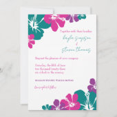Tropisch Blauwgroen Roze Paarse Hibiscus Bruiloft Kaart (Voorkant)