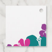 Tropisch Blauwgroen Roze Paarse Hibiscusvierkant Bedankjes Labels (Achterkant)