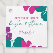 Tropisch Blauwgroen Roze Paarse Hibiscusvierkant Bedankjes Labels (Voorkant)