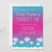 Tropisch Blauwgroen Roze Sweet 16 Verjaardag Kaart (Voorkant)