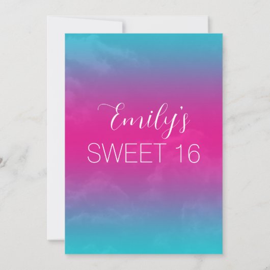 Tropisch Blauwgroen Roze Sweet 16 Verjaardag Kaart (Achterkant)