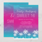 Tropisch Blauwgroen Roze Sweet 16 Verjaardag Kaart (Voorkant / Achterkant)