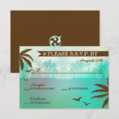 Tropisch Blauwgroen Schilderachtig Strand Bruiloft RSVP Kaartje (Voorkant / Achterkant)