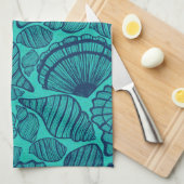 Tropisch Blauwgroen strand Seashells Theedoek (Quarter Fold)