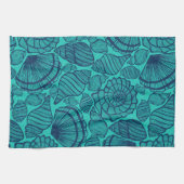 Tropisch Blauwgroen strand Seashells Theedoek (Horizontaal)