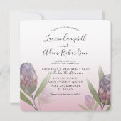 Tropisch bleekroze en Paarse bruiloft Kaart (Voorkant)