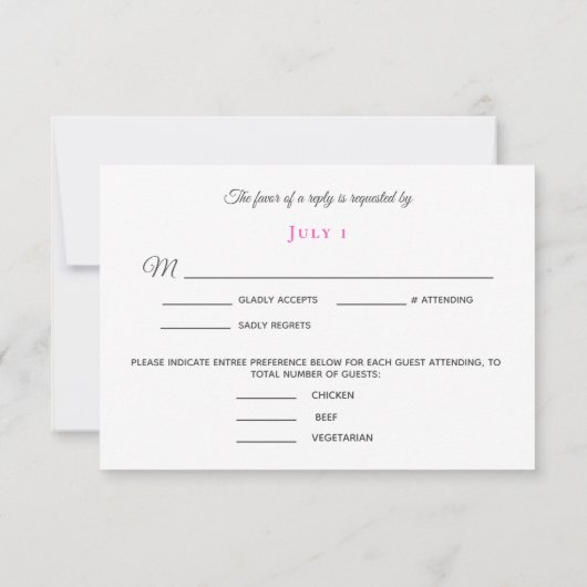 Tropisch bleekroze plunjalgie Vesp RSVP Kaartje (Achterkant)