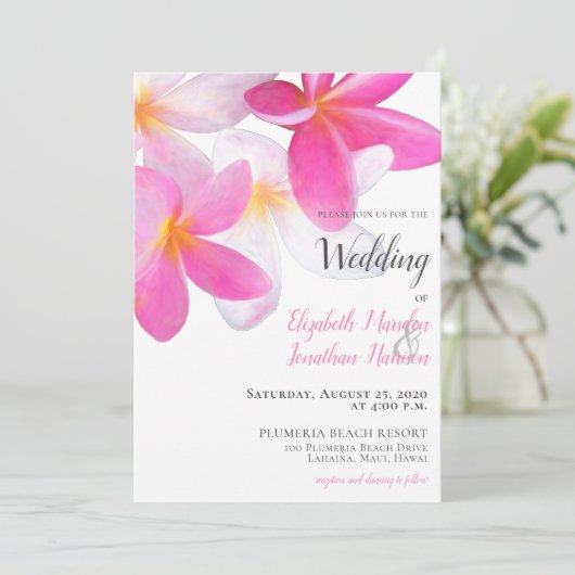 Tropisch bleekroze stekelstaartje Hawaii bruiloft Kaart (Staand voorkant)