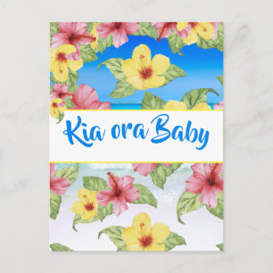 Tropisch Bloem Baby shower Strand Kia Ora Baby Briefkaart