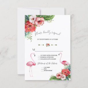 Tropisch bloem bruiloft RSVP met charme luau flami Kaartje