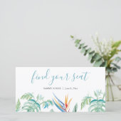 Tropisch Bloem Bruiloft Vind Uw Plaats Bord (Staand voorkant)