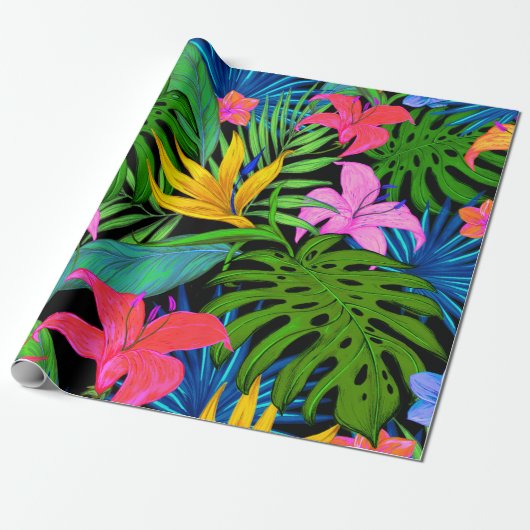 Tropisch bloem in Hawaiian Cadeaupapier (Uitgerold)