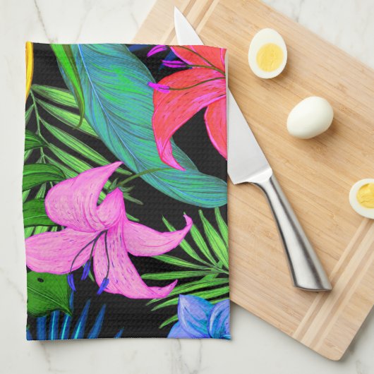 Tropisch bloem in Hawaiian Theedoek (Quarter Fold)