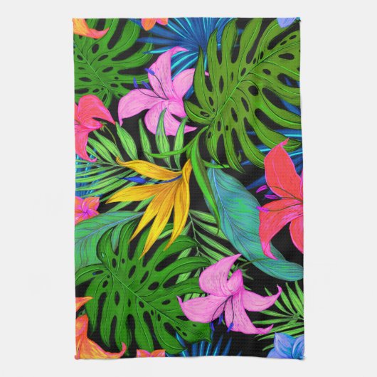 Tropisch bloem in Hawaiian Theedoek (Verticaal)