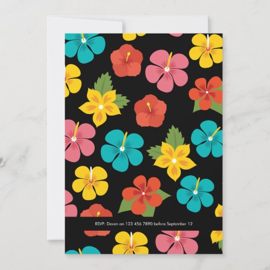 Tropisch Bloem Luau Feest Kaart (Achterkant)