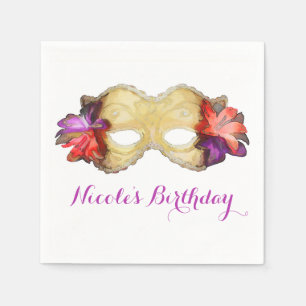 Tropisch Bloem Masquerade Masker Elegant Feest Servet