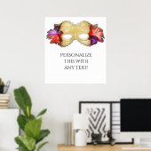 Tropisch Bloem Masquerade Masker Feest Banner Poster (Thuiskantoor)