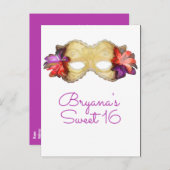 Tropisch Bloem Masquerade Masker Opslagdatum Aankondigingskaart (Voorkant / Achterkant)