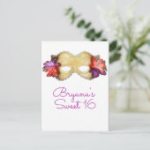 Tropisch Bloem Masquerade Masker Save the Date Aankondigingskaart (Staand voorkant)