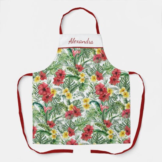 Tropisch bloembloemen Oerwoud gepersonaliseerd Schort (Voorkant)