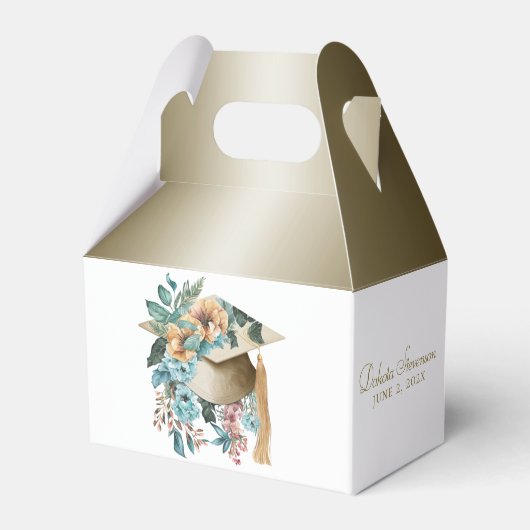 Tropisch Bloemen Afstuderen Pet en Tassel Party Bedankdoosjes (Achterkant)