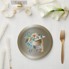 Tropisch Bloemen Afstuderen Pet en Tassel Party Papieren Bordje