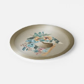 Tropisch Bloemen Afstuderen Pet en Tassel Party Papieren Bordje (Gekanteld)