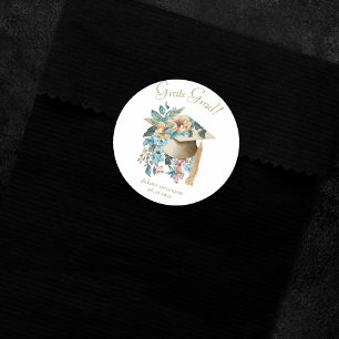 Tropisch Bloemen Afstuderen Pet en Tassel Party Ronde Sticker