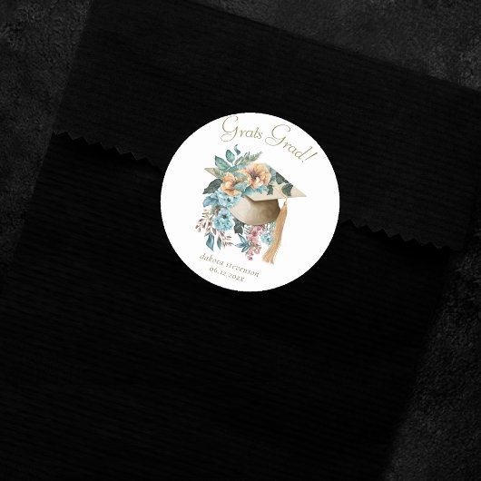 Tropisch Bloemen Afstuderen Pet en Tassel Party Ronde Sticker