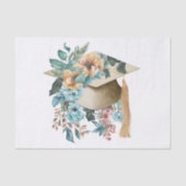 Tropisch Bloemen Afstuderen Pet en Tassel Party Tissuepapier (Voorkant)