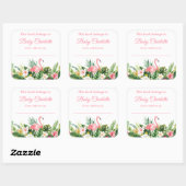 Tropisch Bloemen Baby shower Roze Boekplaat Labels (Vel)