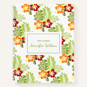 Tropisch Bloemen Bladeren Patroon Reisplanner Notitieboek
