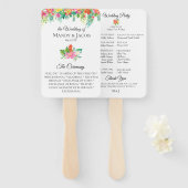 Tropisch Bloemen Boeket Trouwprogramma Handwaaier (Voorkant en achterkant)