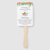 Tropisch Bloemen Boeket Trouwprogramma Handwaaier (Voorkant)