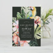 Tropisch Bloemen & Botanische Parrot Baby shower Kaart (Staand voorkant)