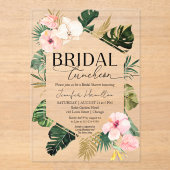 Tropisch Bloemen Bruids Luncheon Vrijgezellenfeest Acryl Uitnodigingen (Voorkant)