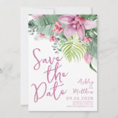 Tropisch Bloemen Bruiloft met Orchideeën Save The Date (Voorkant)