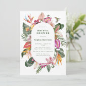Tropisch Bloemen Lijst Bruidsdouche Uitnodiging (Staand voorkant)
