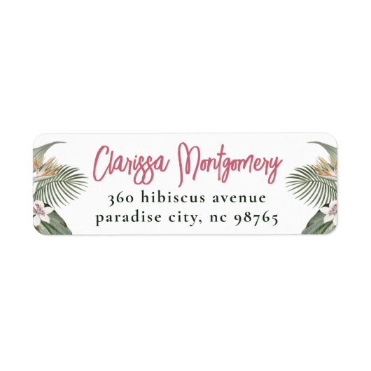 Tropisch Bloemen Modern Zomer Retouradres Etiket (Voorkant)