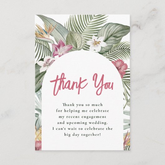 Tropisch Bloemen Modern Zomer Vrijgezellenfeest Bedankkaart (Voorkant)