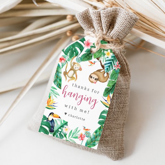 Tropisch Bloemen Oerwoud Dieren Kids Verjaardagsfe Cadeaulabel
