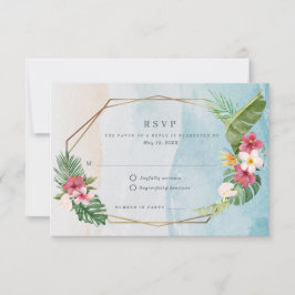 Tropisch Bloemen Strand Bruiloft RSVP Kaartje