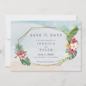 Tropisch Bloemen Strand Bruiloft Save The Date (Voorkant)