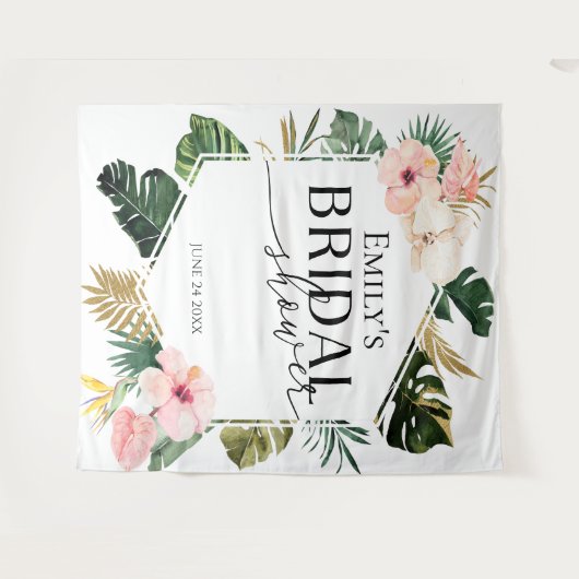 Tropisch Bloemen Vrijgezellenfeest Achtergrond Fot Wandkleed (Voorkant (horizontaal))