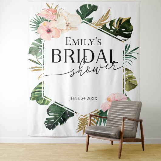 Tropisch Bloemen Vrijgezellenfeest Achtergrond Fot Wandkleed (In situ)