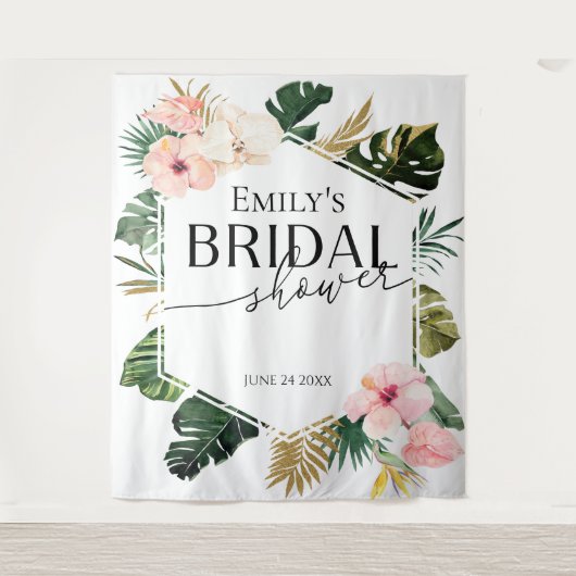 Tropisch Bloemen Vrijgezellenfeest Achtergrond Fot Wandkleed (Voorkant)